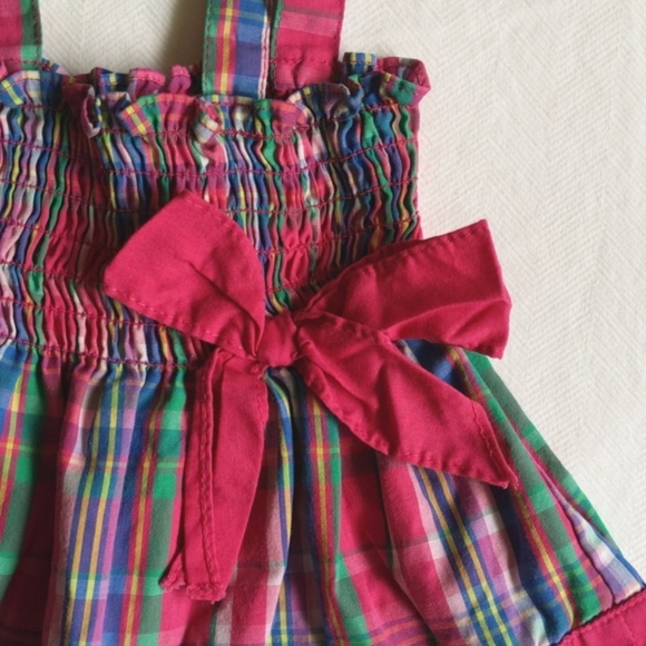 giggle stitches smocked summer plaid baby doll style tank top 12 months - Picture 2 of 4